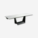 Rectangular extendable dining table in porcelain marble and black steel