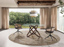 Ronde eettafel met gehard glas en walnoot