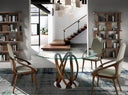 Round dining table with tempered glass and walnut