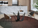 Mesa comedor redonda cristal templado y acero negro