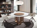 Round dining table in porcelain marble and walnut