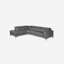 Relaxing chaise longue sofa left, dark grey leather