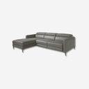 Sofá chaise longue relax izquierda piel gris oscuro