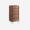 Walnut and tempered glass chiffonier