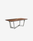 Ovale eettafel van walnoothout en verchroomd staal