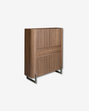 High walnut and mink steel metal sideboard