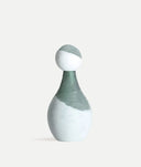 JARRÓN DECORATIVO KONO VIDRIO BLANCO Y VERDE