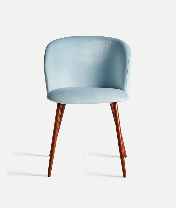 Silla LULA patas de madera tapizado azul claro