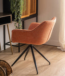 Silla OSIDDA  patas de madera negra y tapizado naranja