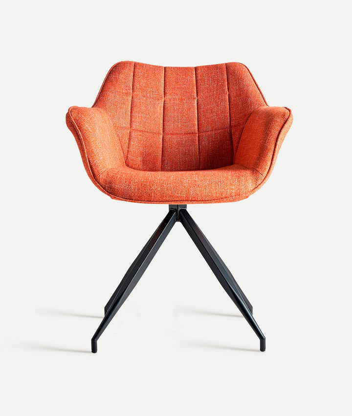 Silla OSIDDA  patas de madera negra y tapizado naranja
