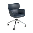 Blue leatherette swivel office chair