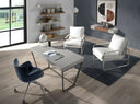 Blue leatherette swivel office chair