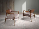 Fauteuil van essenhout en nertsenleer