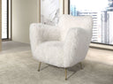 White long-haired fabric armchair