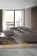 Sofá chaise longue relax izquierda piel gris oscuro