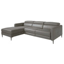 Sofá chaise longue relax izquierda piel gris oscuro