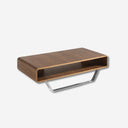 Rectangular walnut and chrome-plated steel coffee table