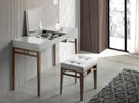 Grey and walnut wood dressing table with mirror