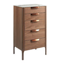 Walnoten chiffonier met marmer-effect glazen blad