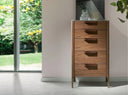 Walnoten chiffonier met marmer-effect glazen blad