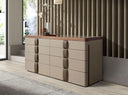 Comfortable leather, walnut, polished steel base and brown smoked glass top
