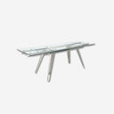 Mesa comedor extensible rectangular cristal templado y acero cromado