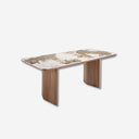 Mesa comedor rectangular mármol porcelánico y nogal