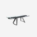Mesa comedor extensible rectangular cristal templado y acero negro