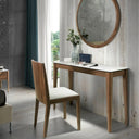 Rectangular console in porcelain marble and walnut