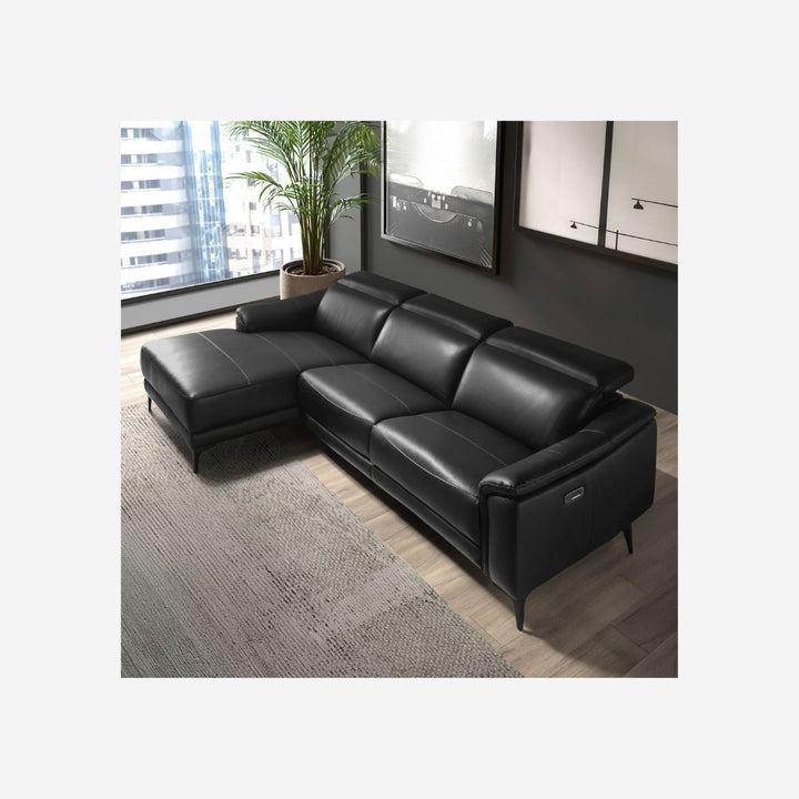 Sofá chaise longue relax izquierda piel negro