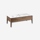 Mesa centro rectangular mármol porcelánico y nogal