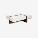 Mesa centro rectangular madera blanco y nogal