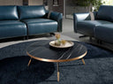 Mesa centro redonda marmol porcelanico y acero negro