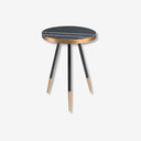 Mesa rincon redonda marmol porcelanico y acero negro