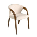 Silla con reposabrazos moderno con asiento y respaldo tapizados en tela color crema para escritorio