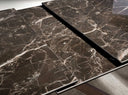 Extendable rectangular dining table with porcelain marble and walnut-effect steel