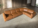 Modular brown leather relax corner sofa