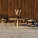 mesa de comedor redonda de madera de nogal