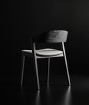 SILLA BORKEN MADERA COLOR NEGRO Y TAPIZADA GRIS