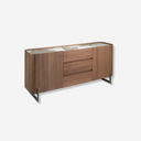 Sideboard aus Walnussholz, Platte aus Nerzmetall, Stahl und Porzellanmarmor