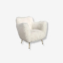 Sillón tela pelo largo blanco