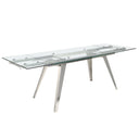Mesa comedor extensible rectangular cristal templado y acero cromado