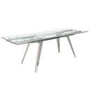 Mesa comedor extensible rectangular cristal templado y acero cromado