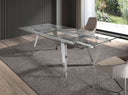 Mesa comedor extensible rectangular cristal templado y acero cromado