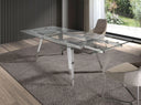 Mesa comedor extensible rectangular cristal templado y acero cromado