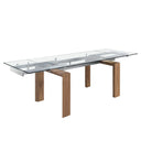 Mesa comedor extensible rectangular cristal templado y nogal - El Workshop