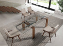 Mesa comedor extensible rectangular cristal templado y nogal - El Workshop