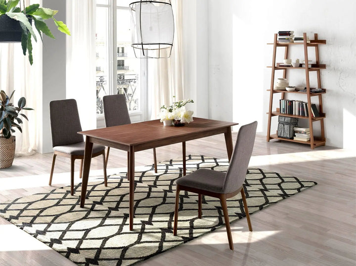 Mesa comedor extensible rectangular nogal