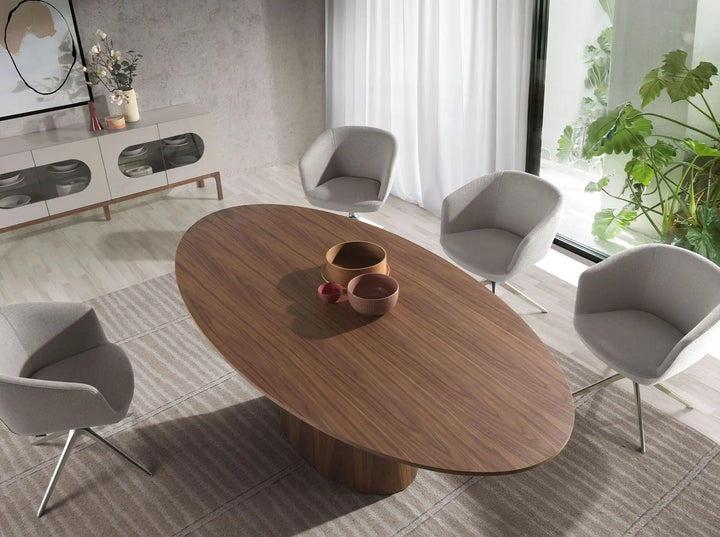Mesa comedor ovalada nogal