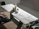Mesa comedor extensible rectangular mármol porcelánico y acero negro